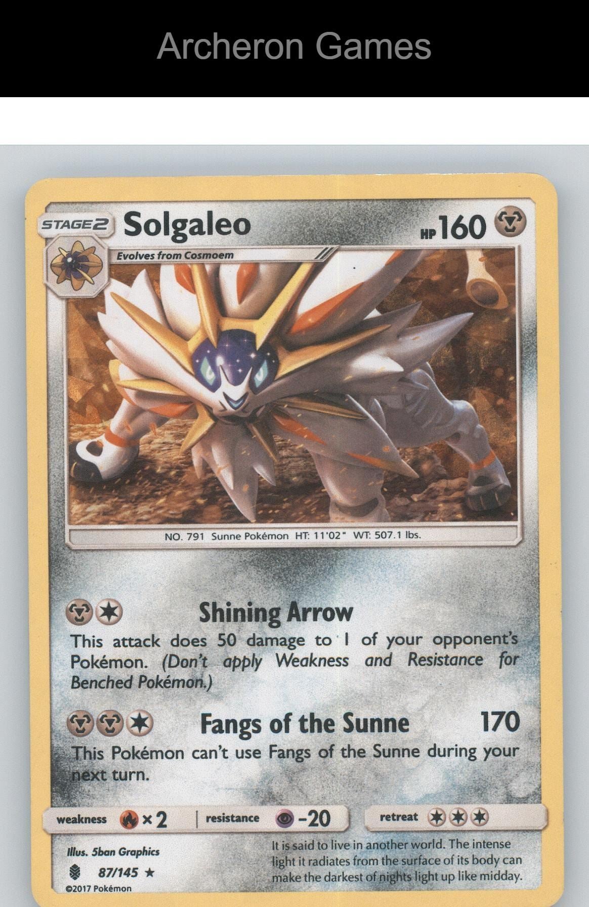 Pokemon Card Solgaleo (Cracked Ice Holo) PR 87/145 Holo Rare Deck Exclusives