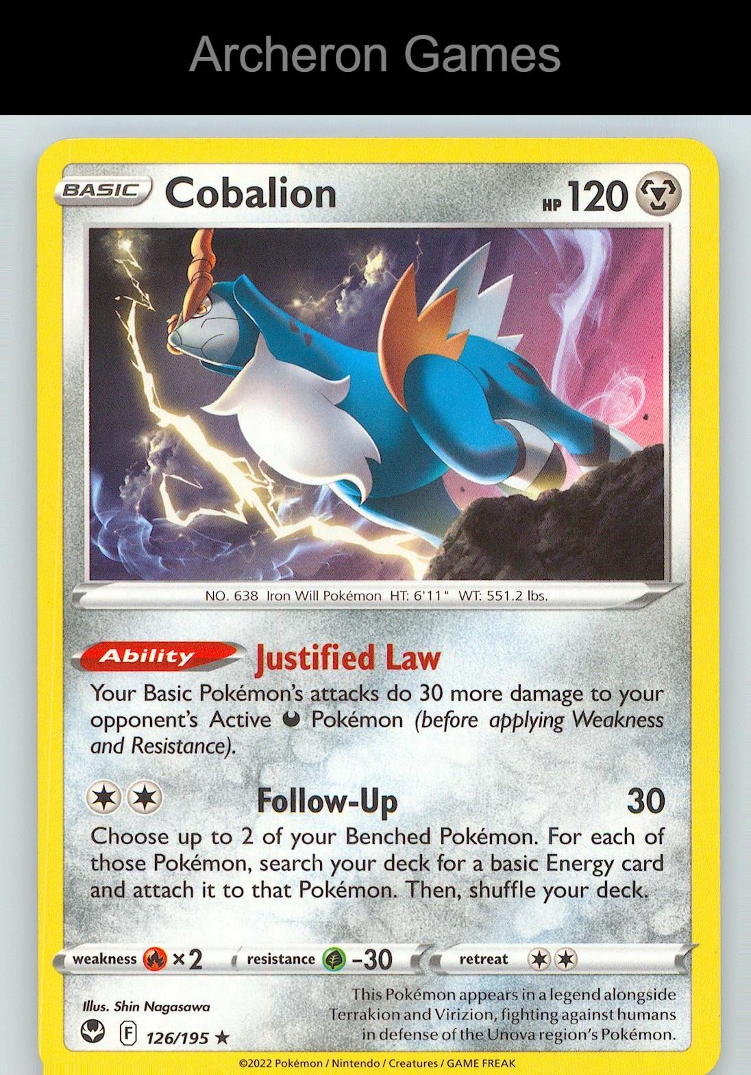 Pokemon Card Cobalion SIT 126/195 R Silver Tempest