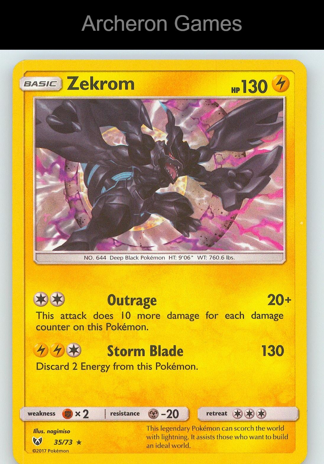 Pokemon Card Zekrom SLG 35/73 Surge Holo R Shining Legends