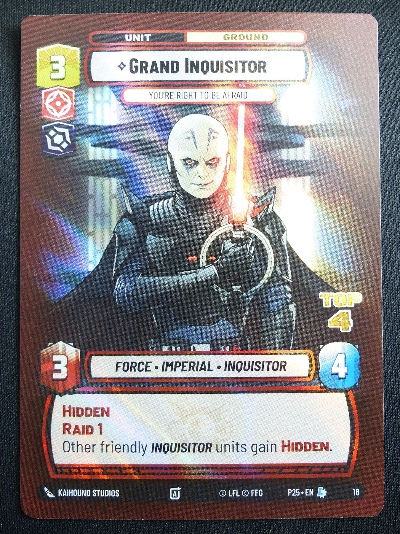 Grand Inquisitor 16 Promo Top 4 Foil - Star Wars Unlimited Card #4H8