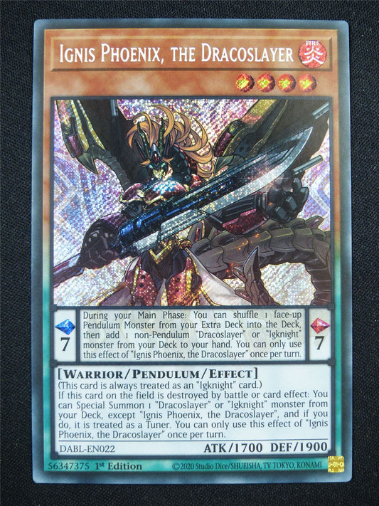 Ignis Phoenix the Dracoslayer DABL Secret Rare - 1st ed Yugioh Card #G9