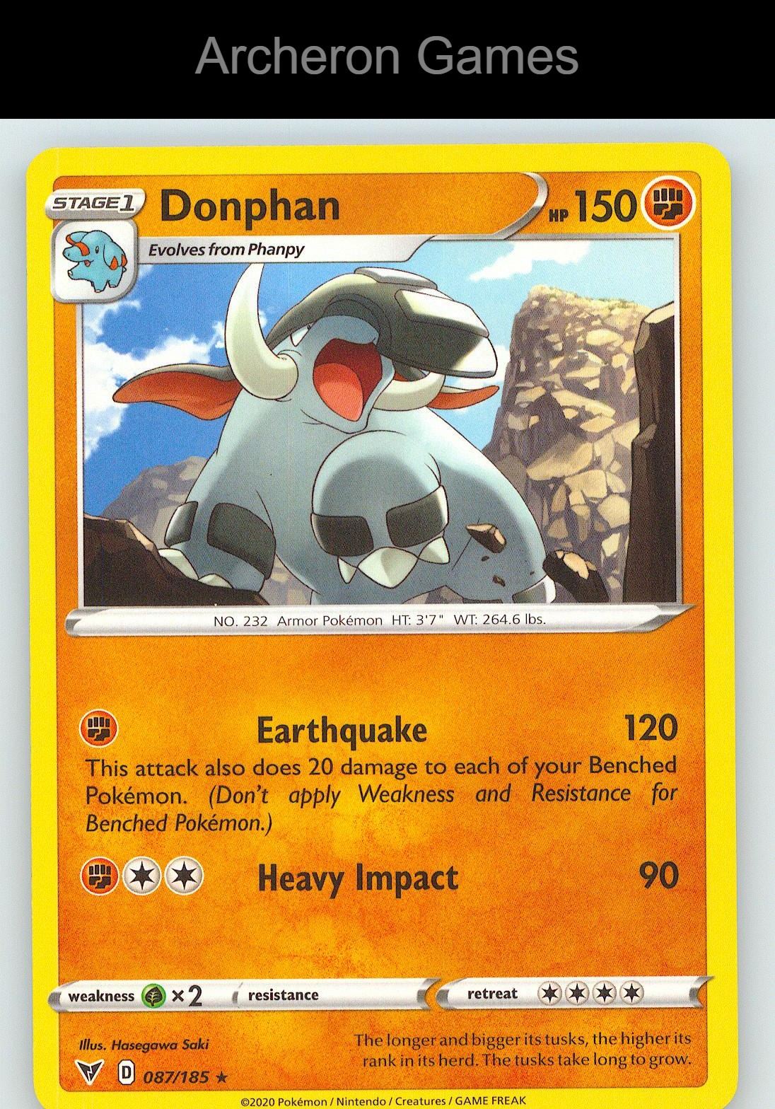 Pokemon Card Donphan VIV 087/185 R Vivid Voltage