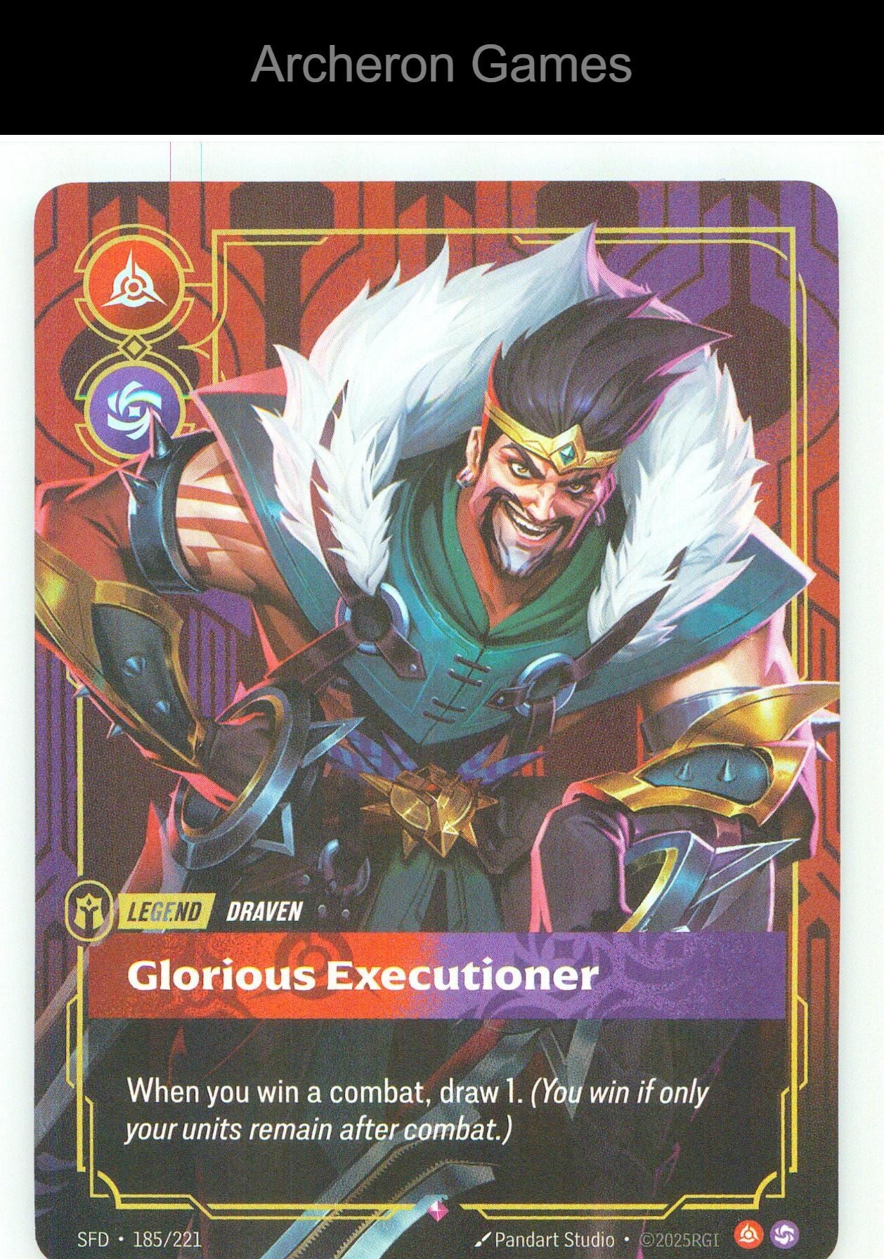 Draven - Glorious Executioner SFD 185/221 R Spiritforged Riftbound Card Foil