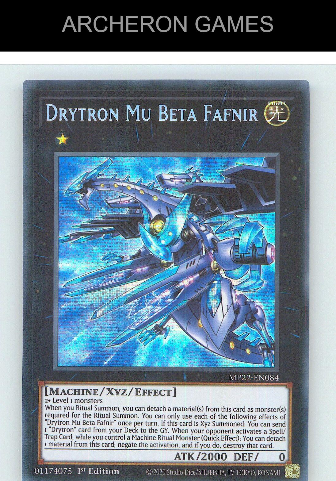 Drytron Mu Beta Fafnir Prismatic Secret Rare YUGIOH Card 1st Edition