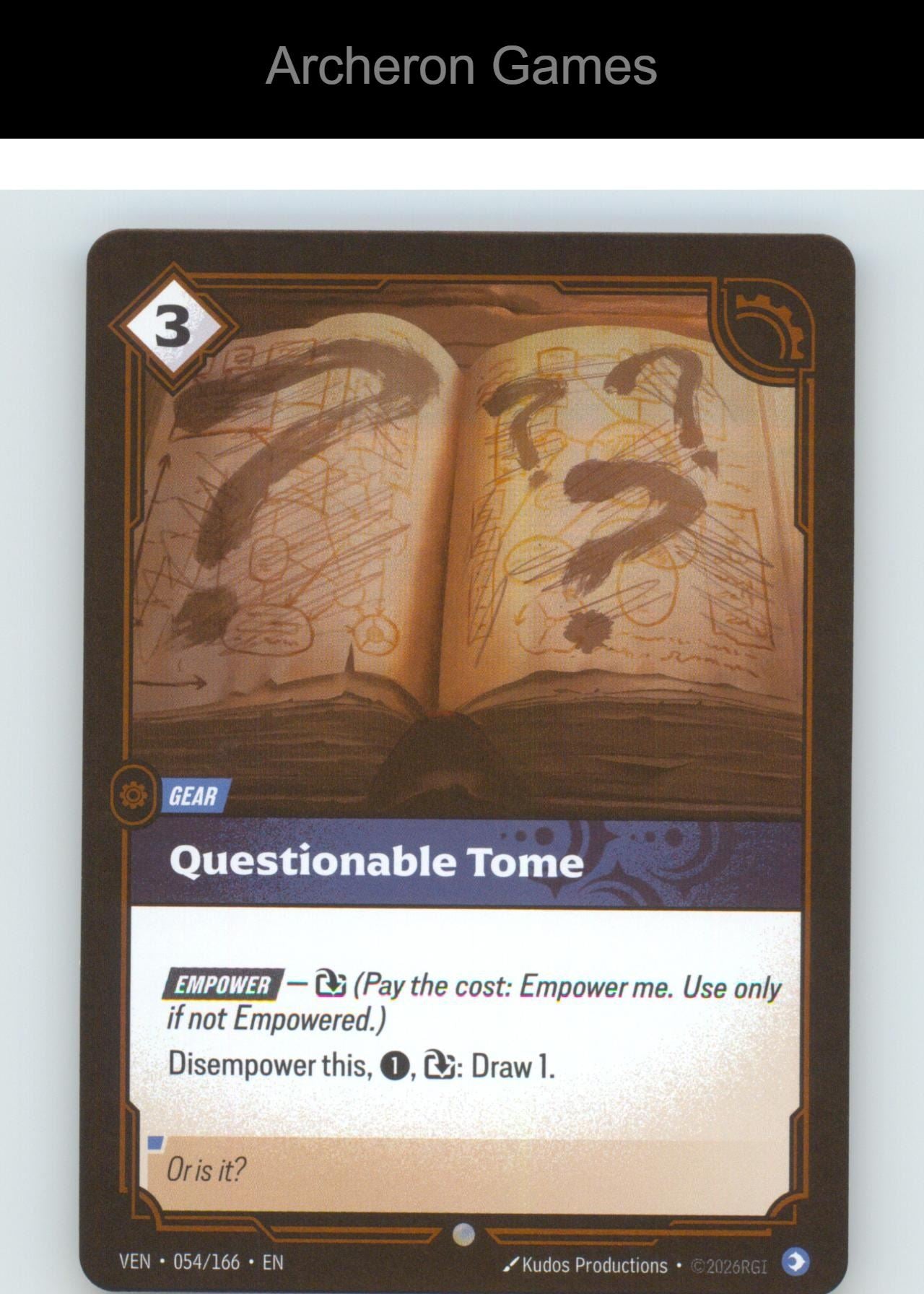 Questionable Tome VEN 054/166 C Vendetta Riftbound Card Foil