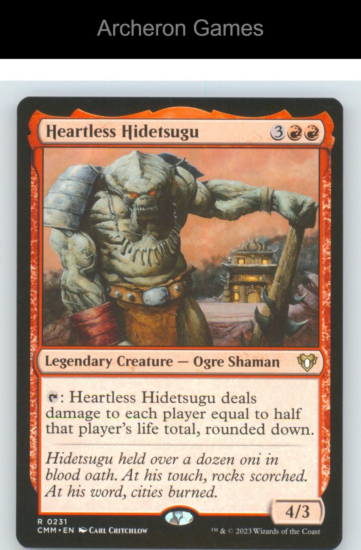 Heartless Hidetsugu CMM 231 R MTG Card NM/EX+