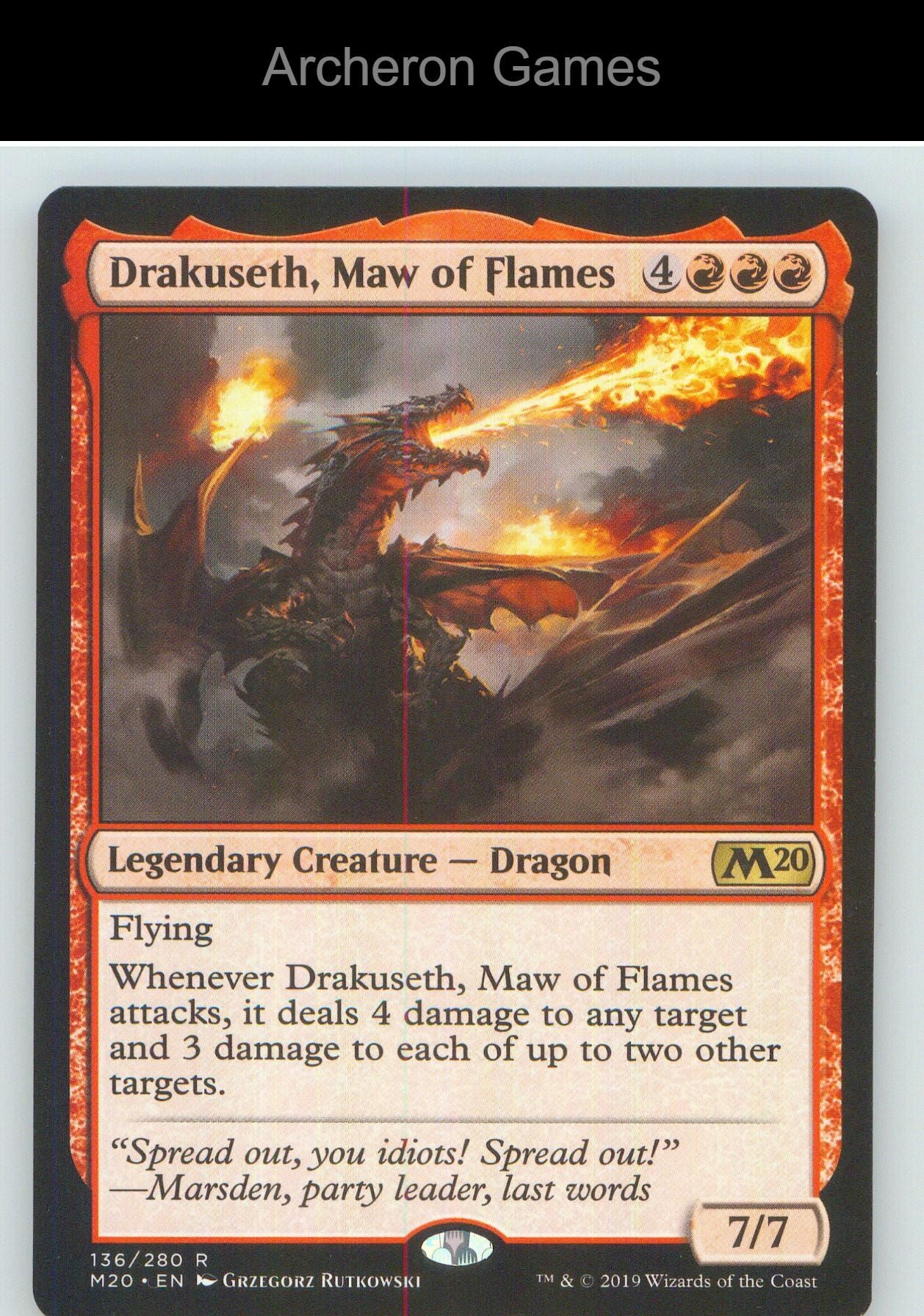 Drakuseth, Maw of Flames M20 136 R MTG Card NM/EX+