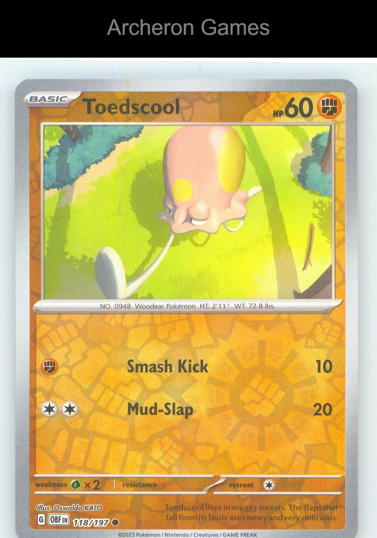 Pokemon Card Toedscool OBF 118/197 C Obsidian Flames Reverse Holo