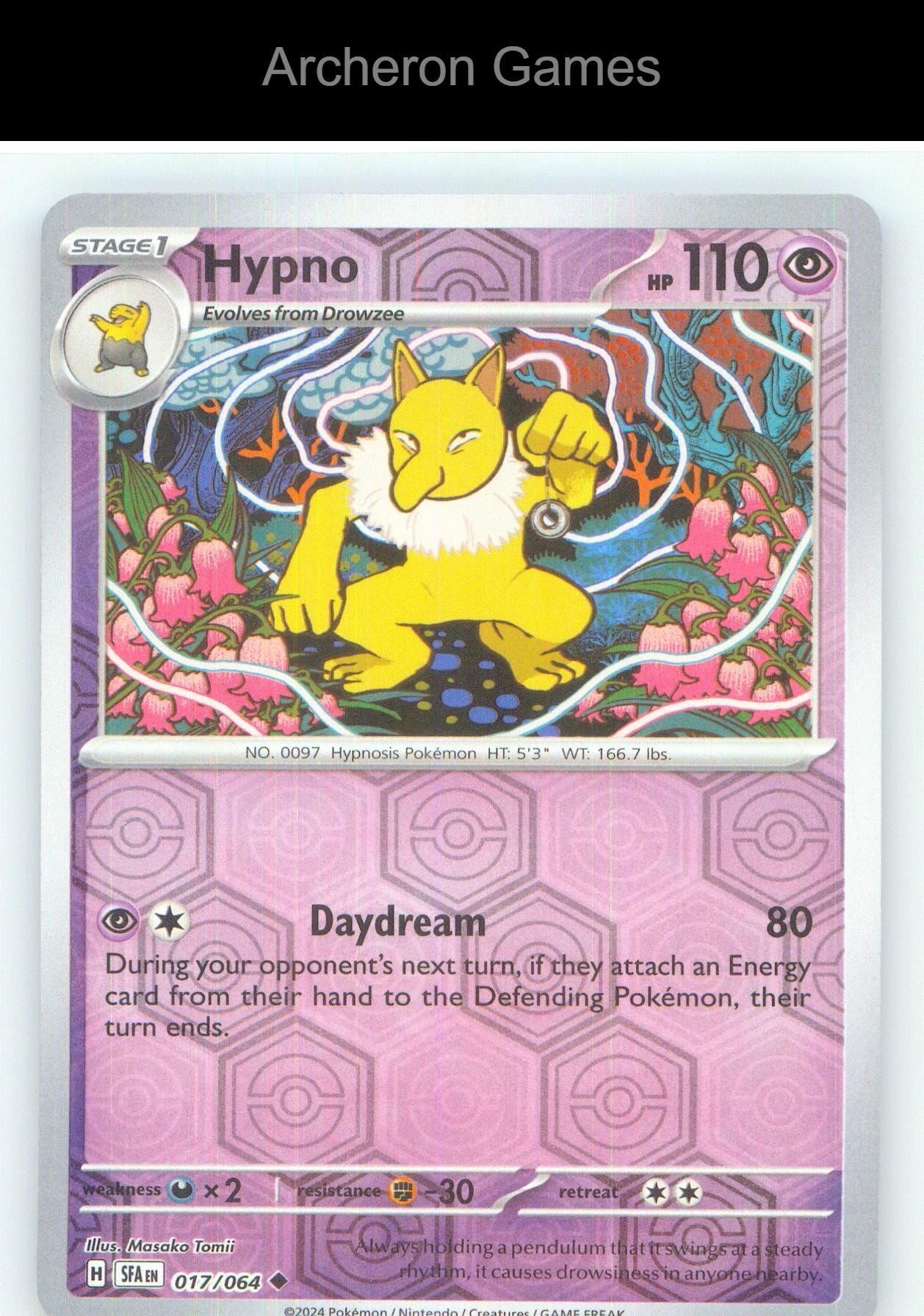 Pokemon Card Hypno SFA 017/064 UC Shrouded Fable Reverse Holo