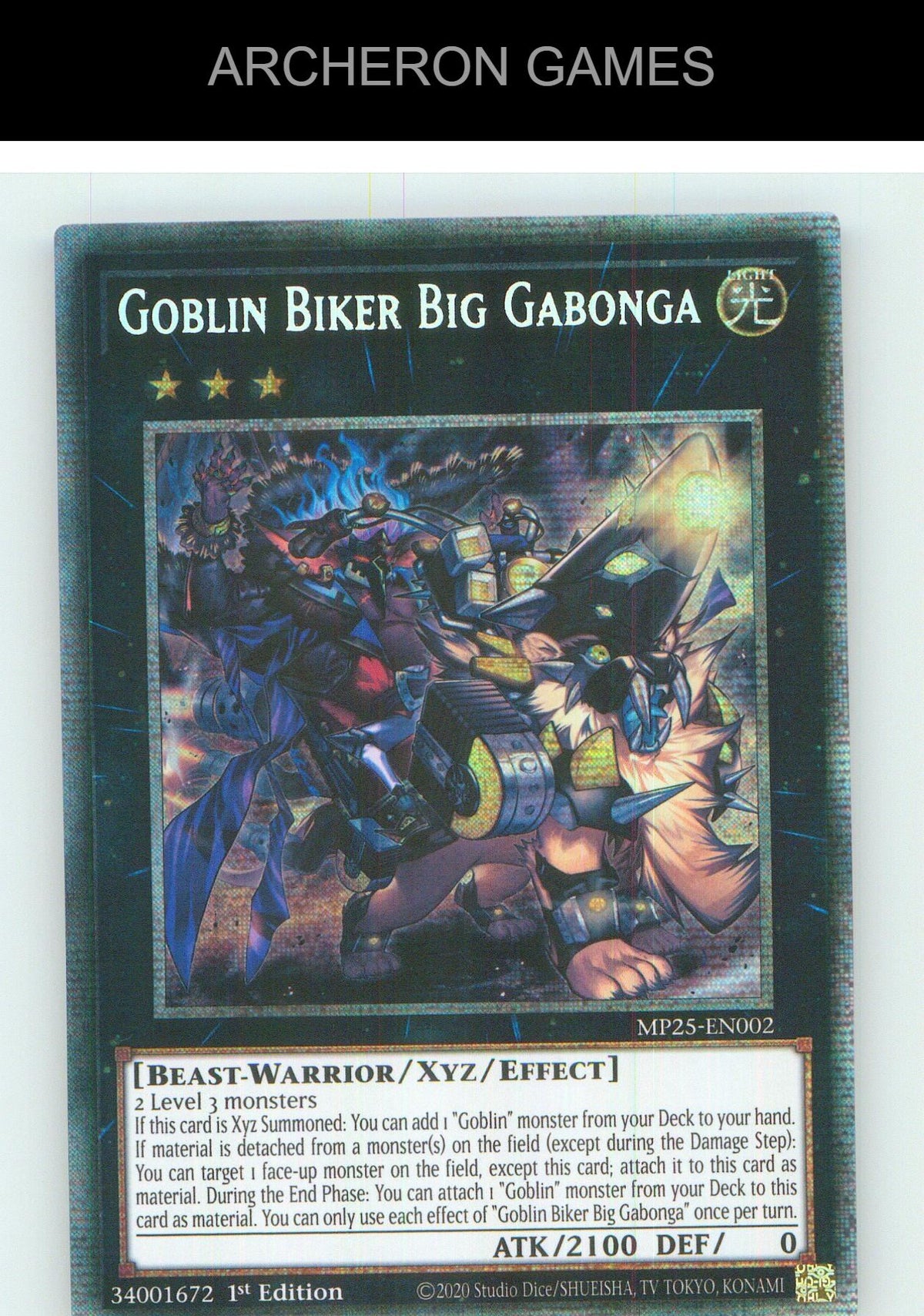 Goblin Biker Big Gabonga Starlight Rare YUGIOH Card 1st Edition