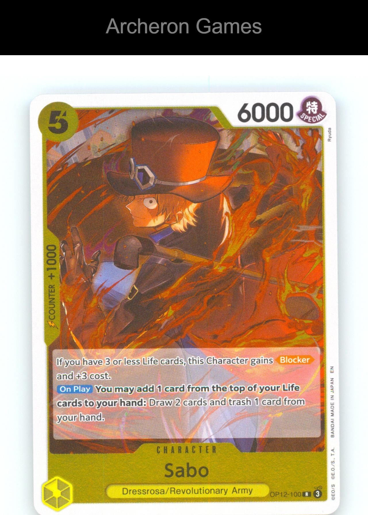 Sabo OP12-100 R One Piece Card NM/EX+ Foil