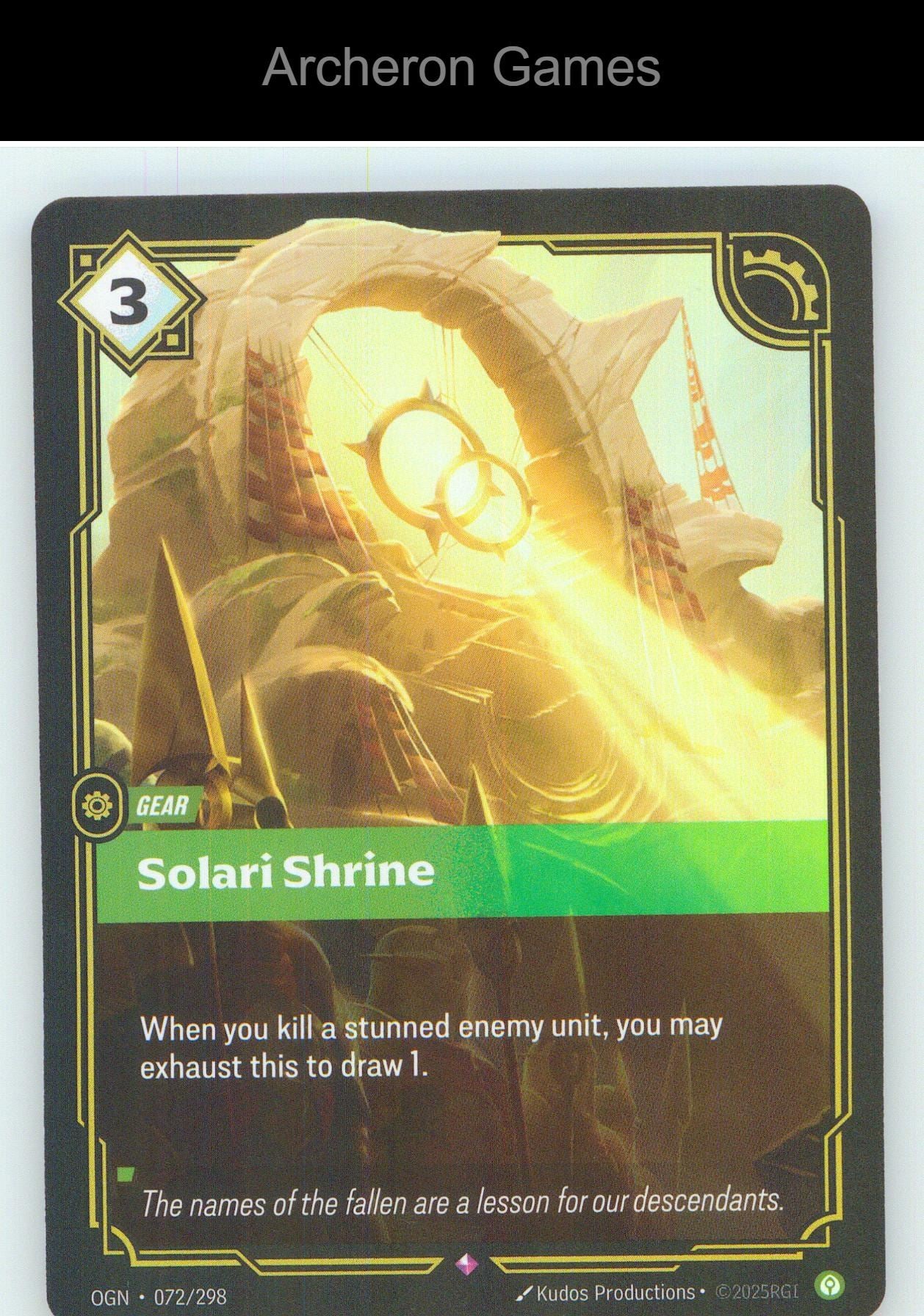 Solari Shrine OGN 072/298 R Origins Riftbound Card Foil