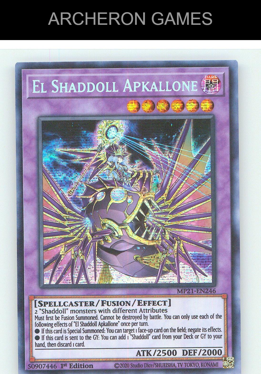 El Shaddoll Apkallone Prismatic Secret Rare YUGIOH Card 1st Edition
