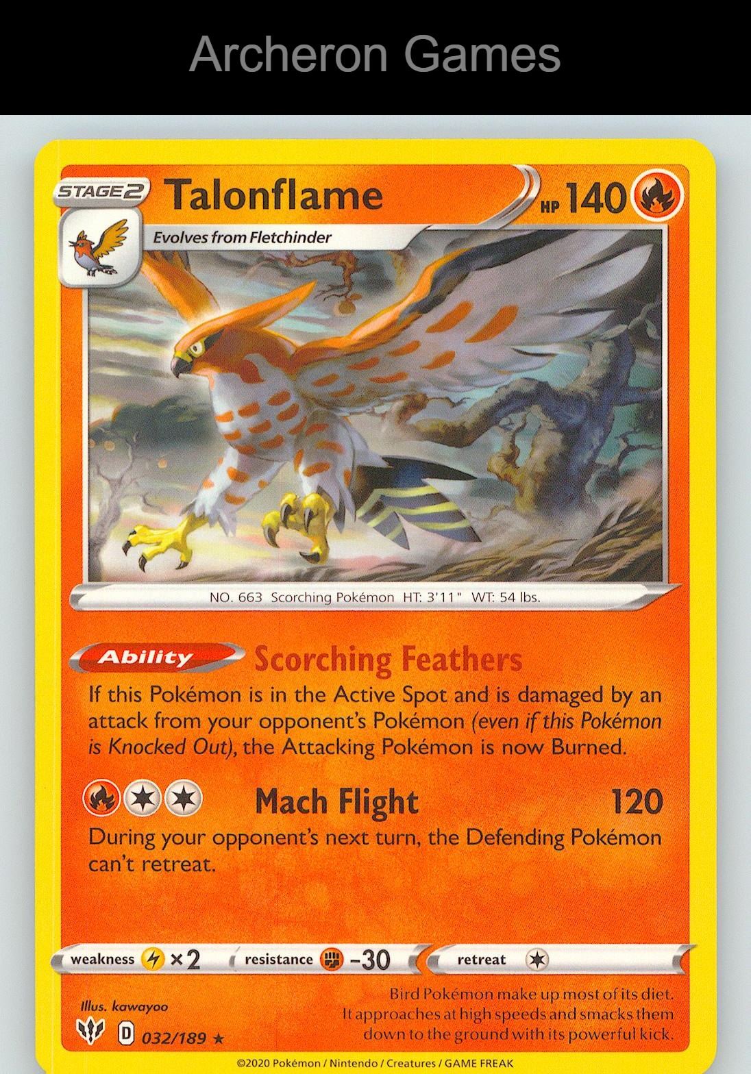 Pokemon Card Talonflame DAA 032/189 R Darkness Ablaze
