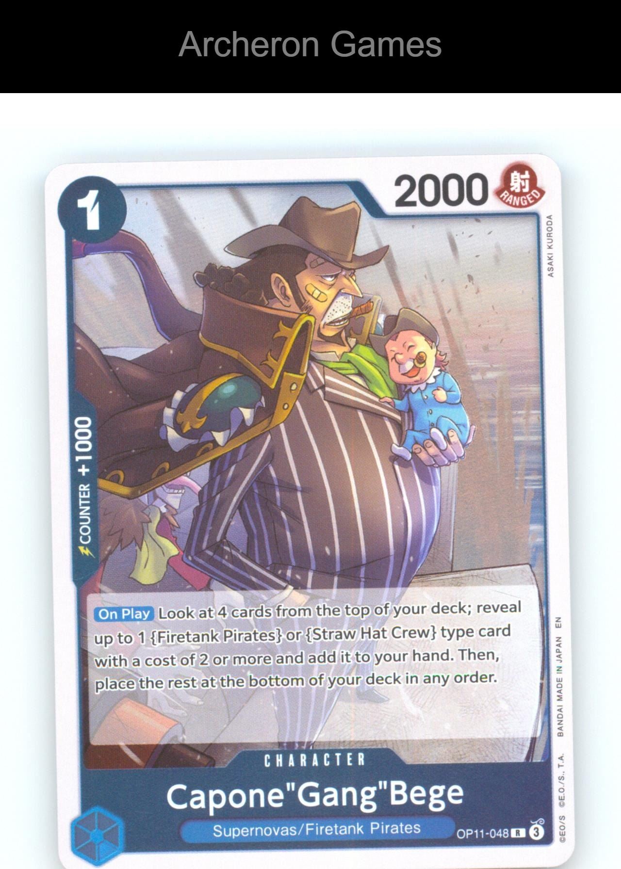 Capone"Gang"Bege (048) OP11-048 R One Piece Card NM/EX+ Foil