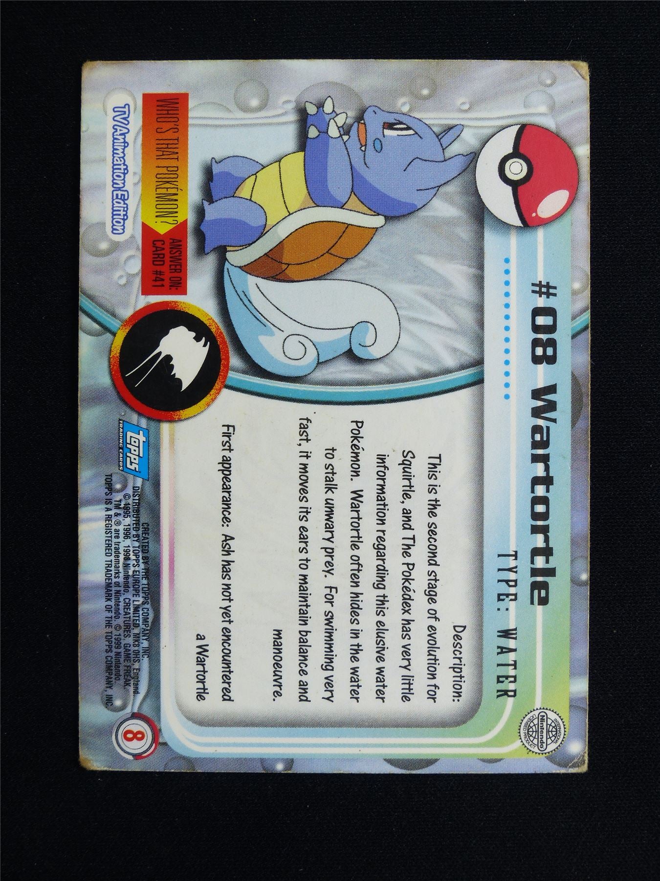 Wartortle #08 Topps Trading Card - Pokemon Card #21T