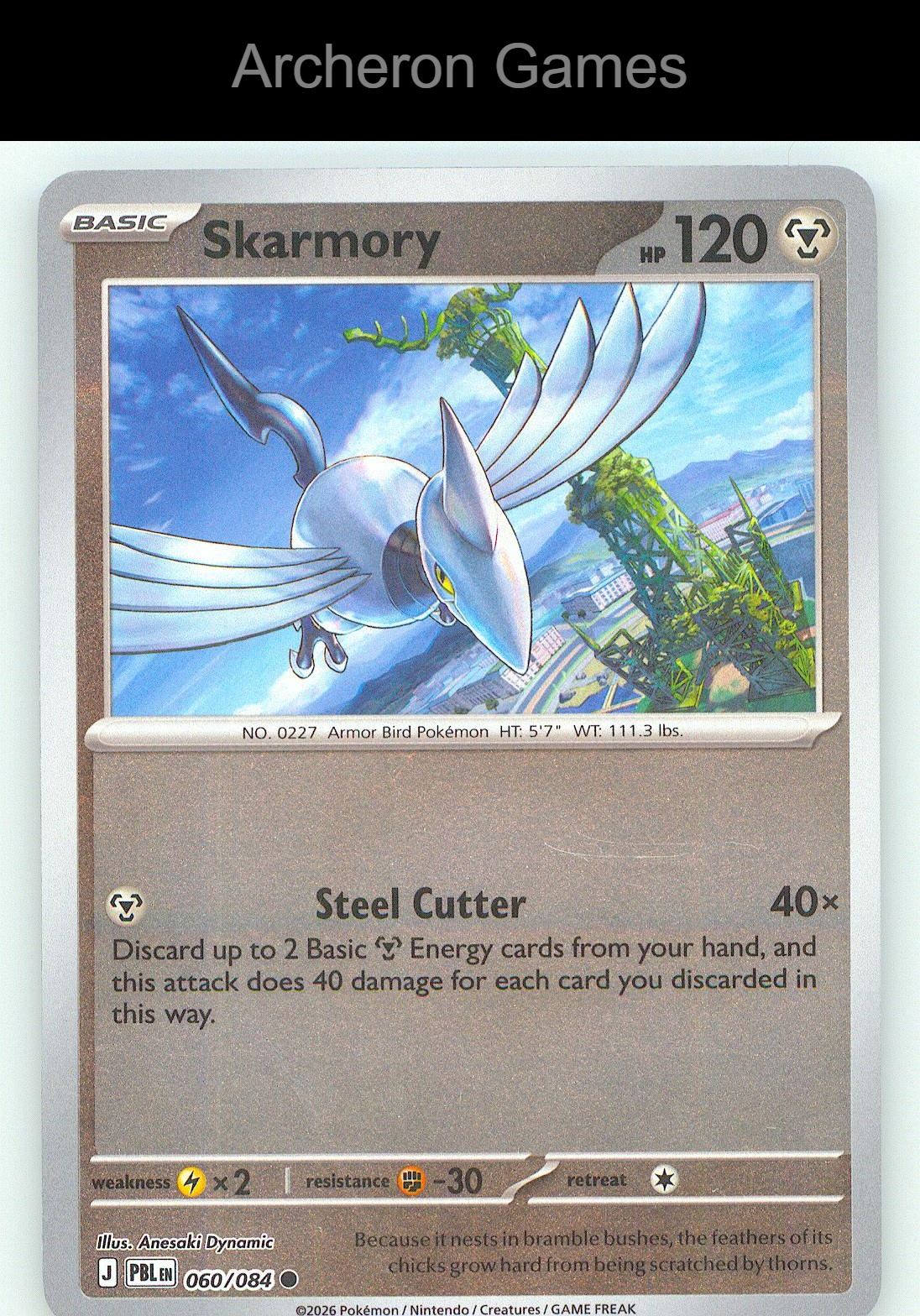 Pokemon Card Skarmory ME05 060/084 C Pitch Black Reverse Holo