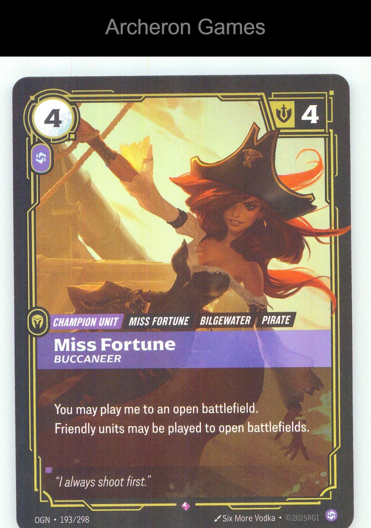 Miss Fortune - Buccaneer OGN 193/298 R Origins Riftbound Card Foil
