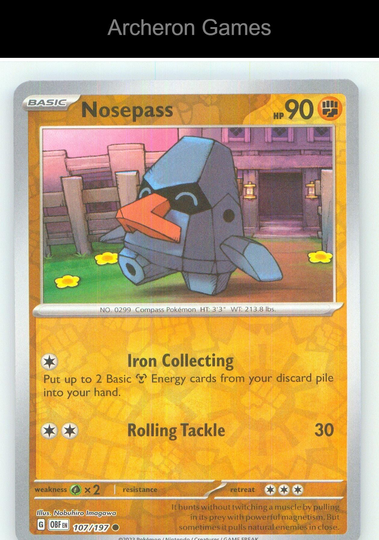 Pokemon Card Nosepass OBF 107/197 C Obsidian Flames Reverse Holo