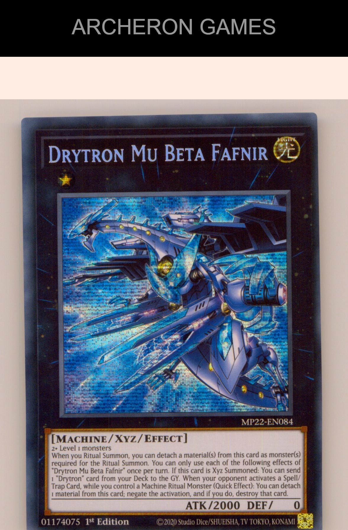 Drytron Mu Beta Fafnir SEC YUGIOH Card 1st Edition