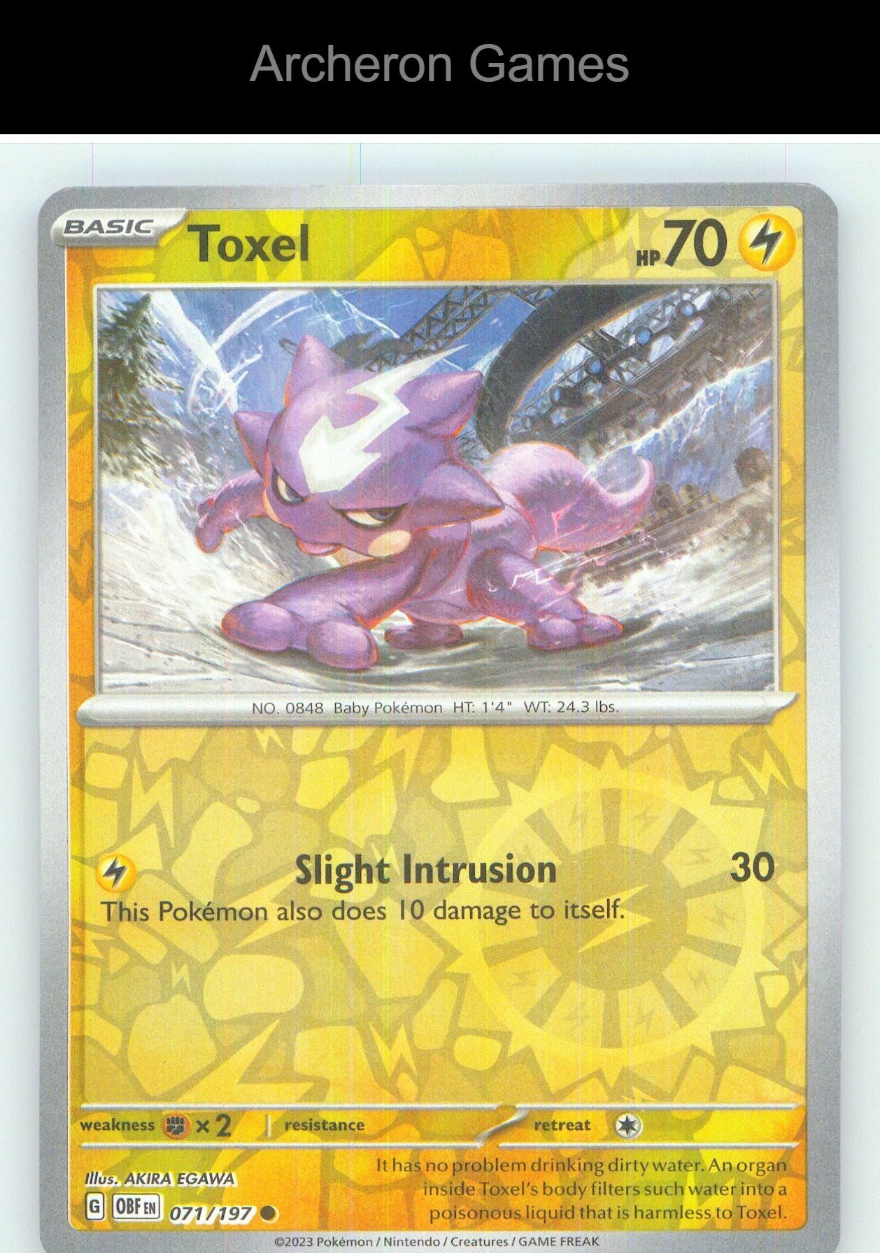 Pokemon Card Toxel OBF 071/197 C Obsidian Flames Reverse Holo