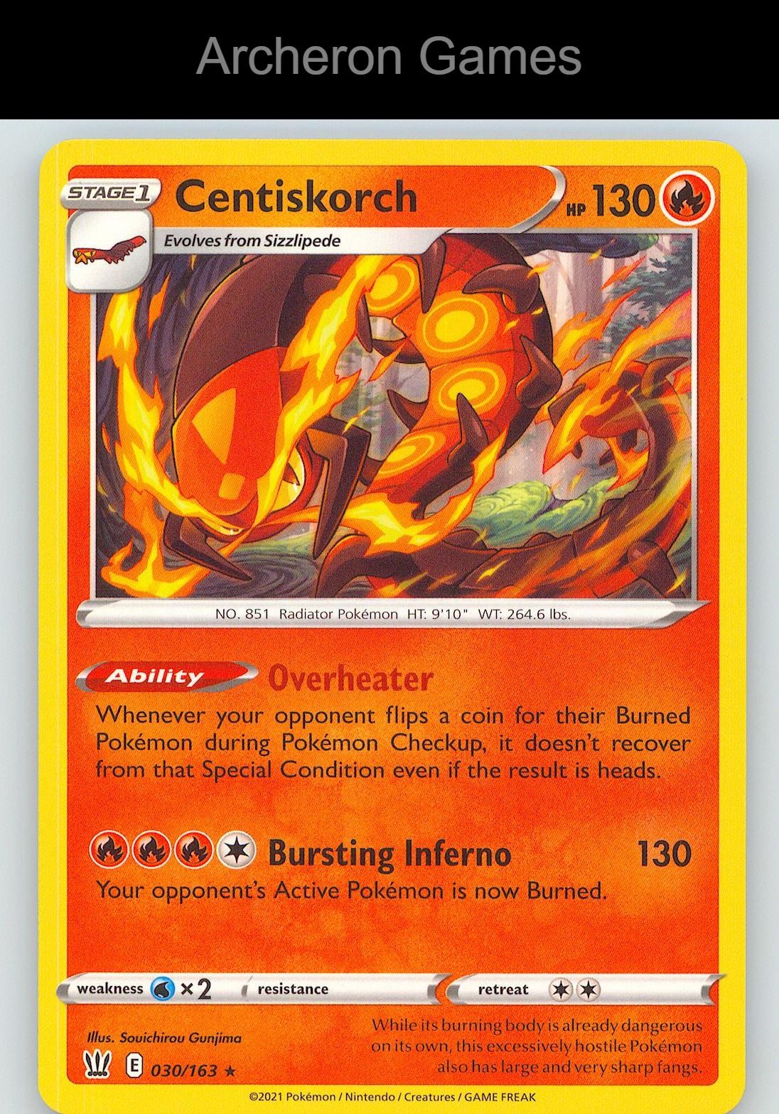 Pokemon Card Centiskorch BST 030/163 R Battle Styles