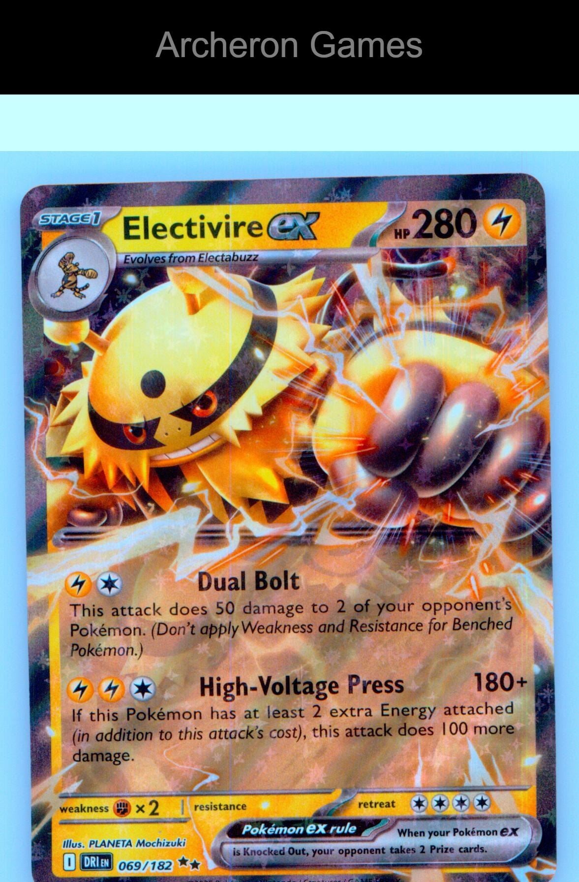 Pokemon Card Electivire ex DRI 069/182 Double Rare Destined Rivals Holo