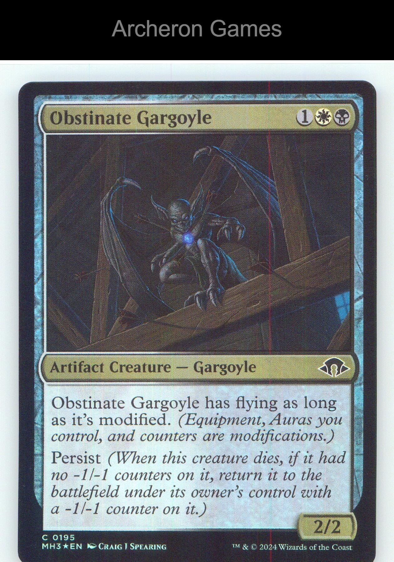 Obstinate Gargoyle MH3 195 C MTG Card NM/EX+ Foil