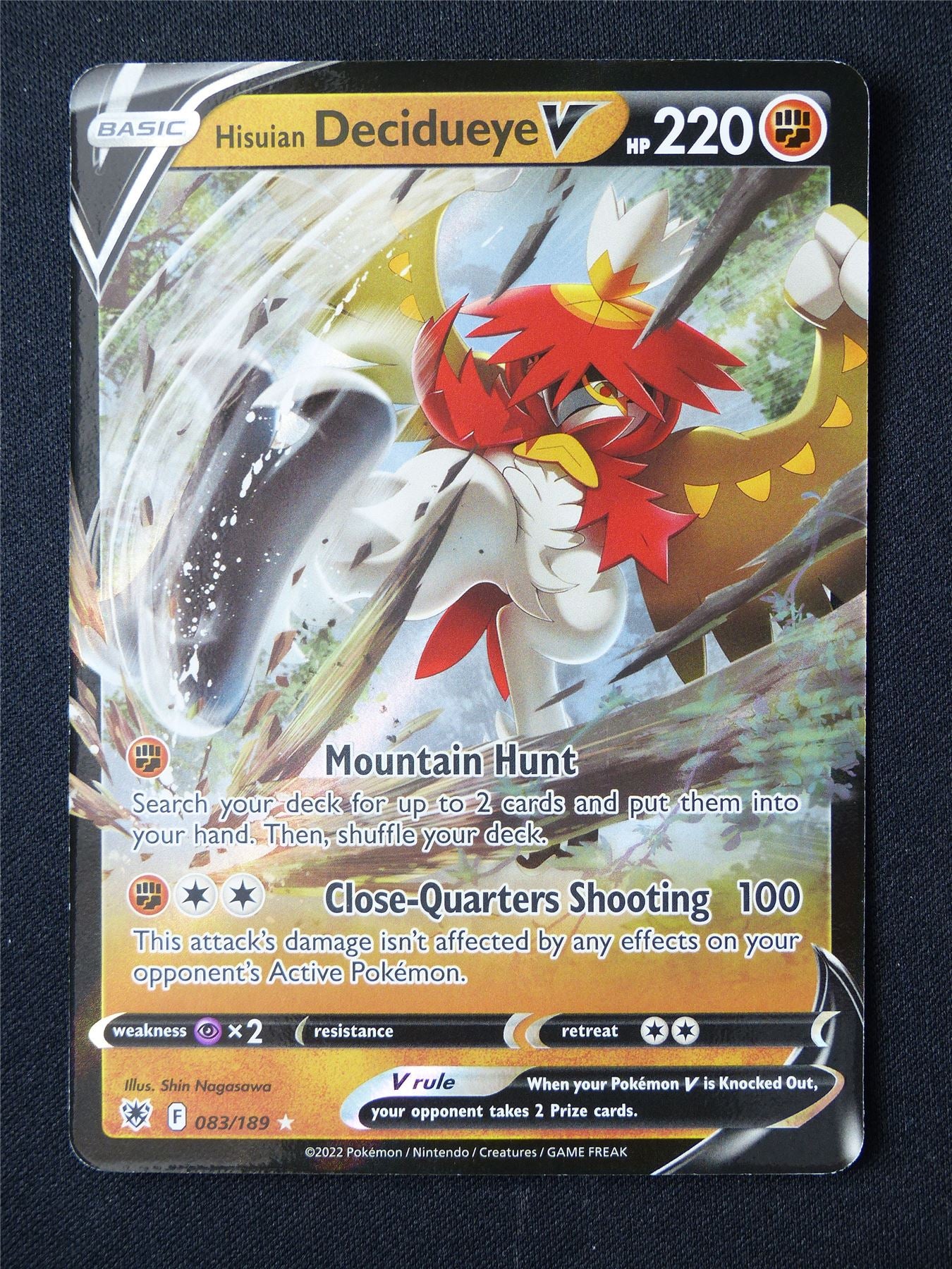 Hisuian Decidueye V 083/189 Holo - Pokemon Card #6XE