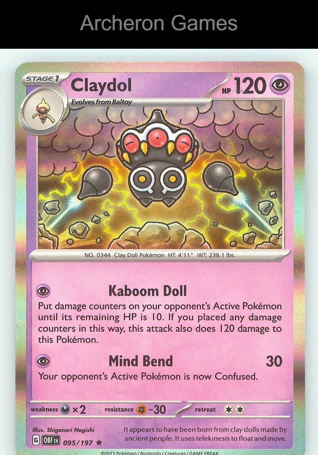 Pokemon Card Claydol OBF 095/197 R Obsidian Flames Holo