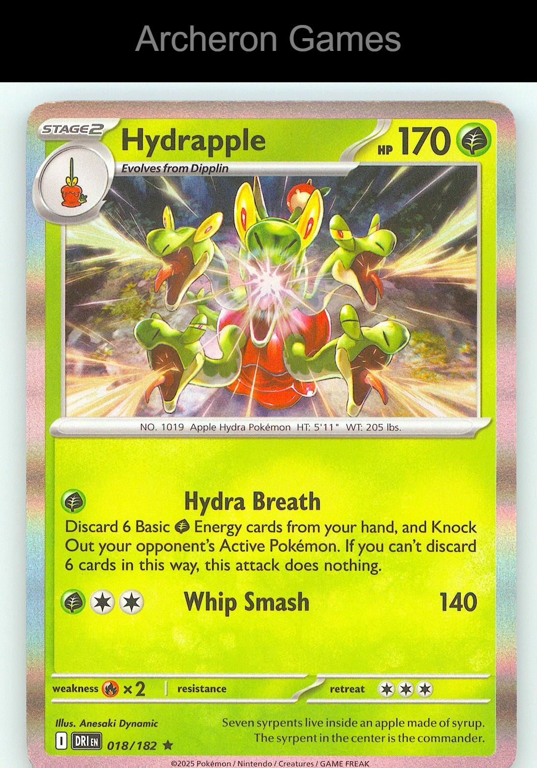 Pokemon Card Hydrapple DRI 018/182 R Destined Rivals Holo