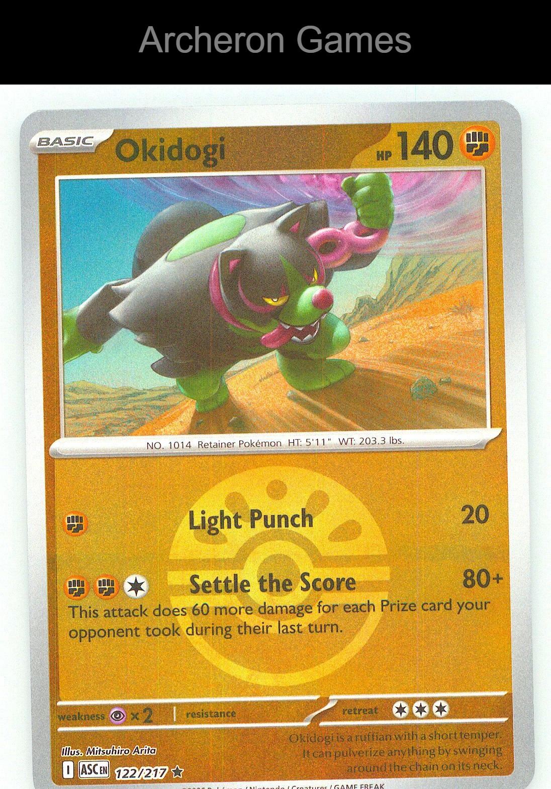 Pokemon Card Okidogi (Friend Ball) ASC 122/217 R Ascended Heroes Reverse Holo