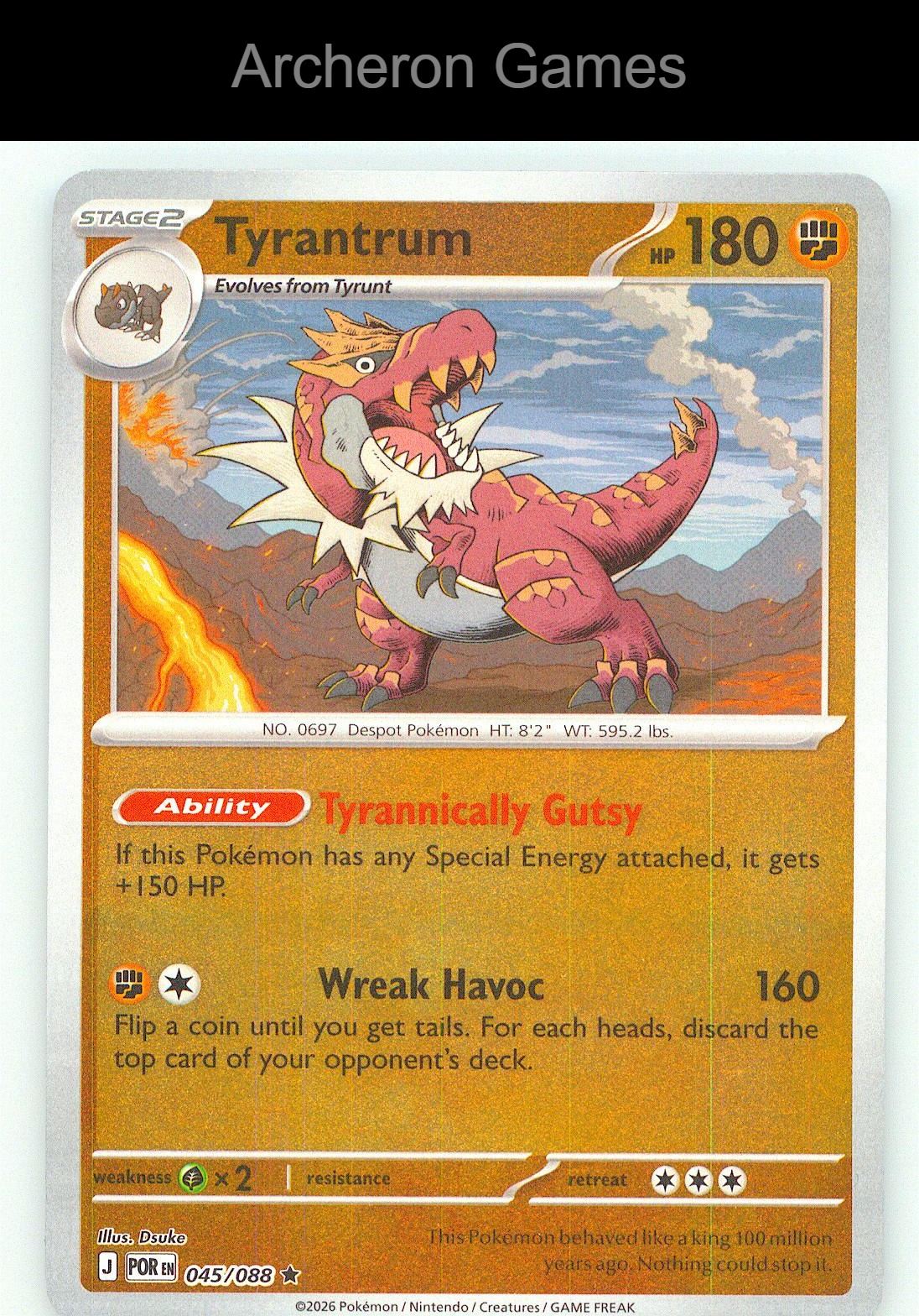 Pokemon Card Tyrantrum ME03 045/088 R Perfect Order Reverse Holo