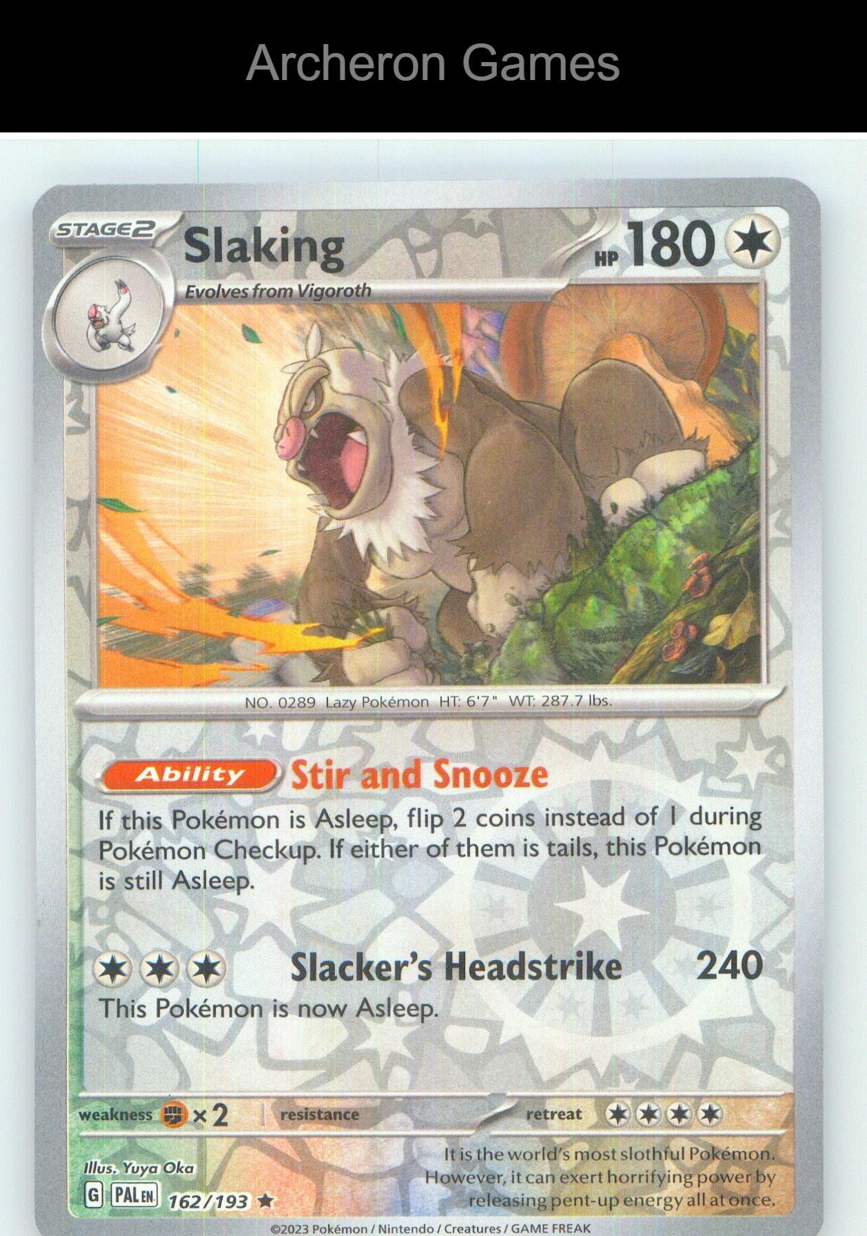 Pokemon Card Slaking PAL 162/193 R Paldea Evolved Reverse Holo