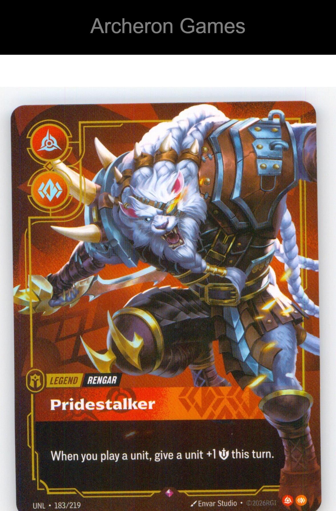 Rengar - Pridestalker UNL 183/219 R Unleashed Riftbound Card