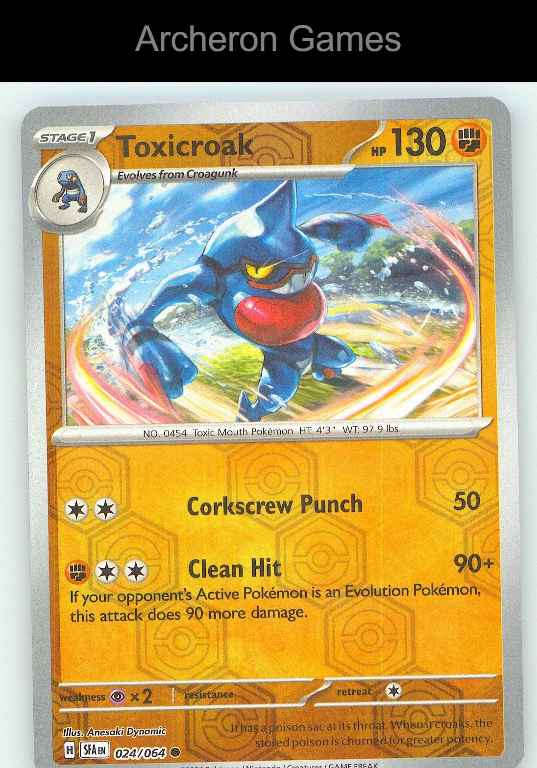Pokemon Card Toxicroak SFA 024/064 C Shrouded Fable Reverse Holo