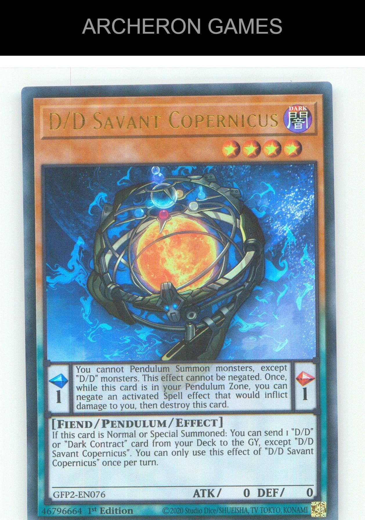 D/D Savant Copernicus UR YUGIOH Card 1st Edition