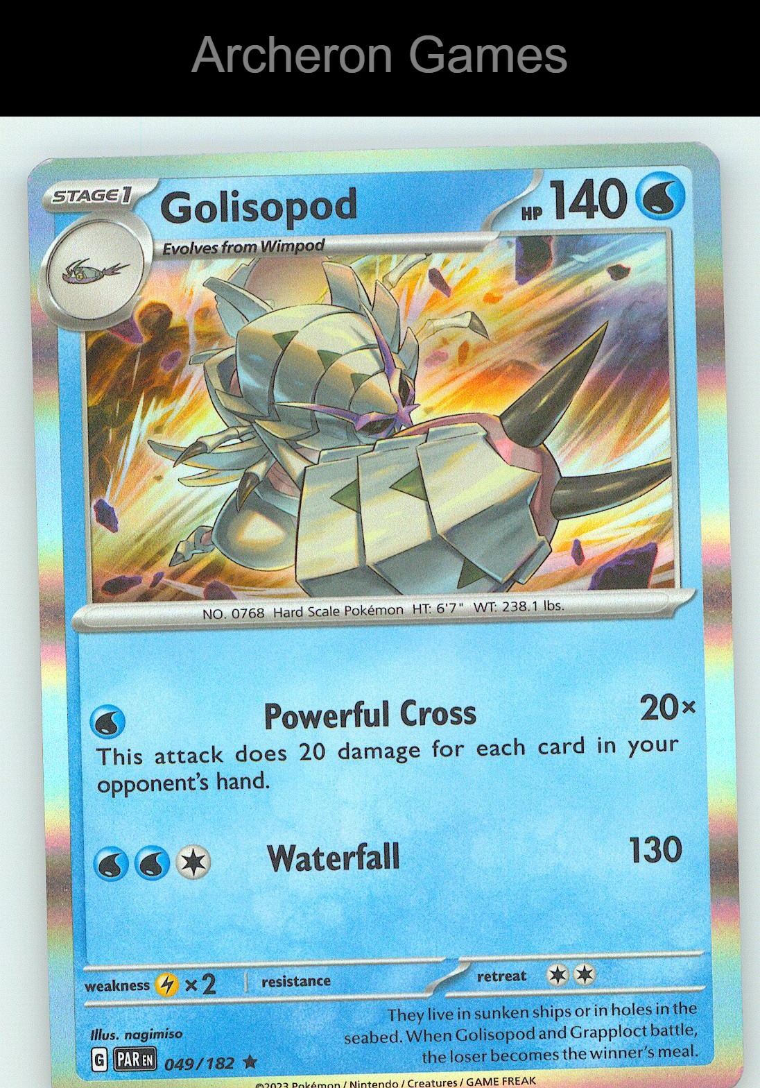 Pokemon Card Golisopod PAR 049/182 R Paradox Rift Holo