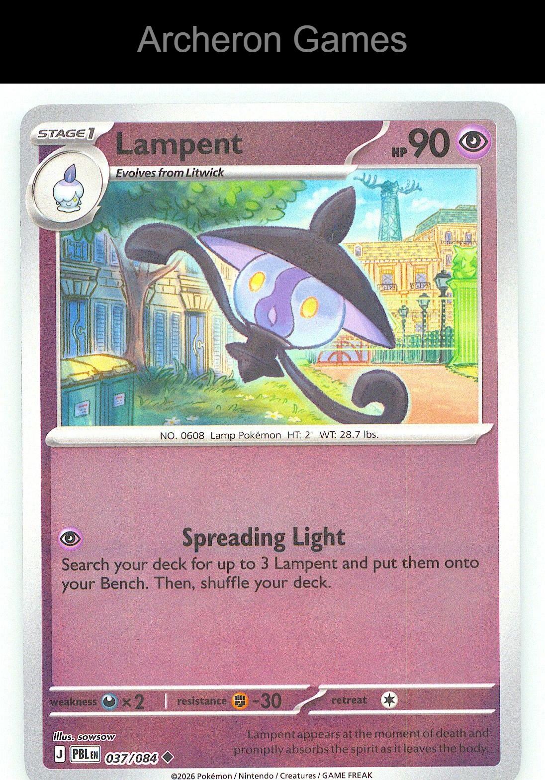 Pokemon Card Lampent ME05 037/084 UC Pitch Black Reverse Holo