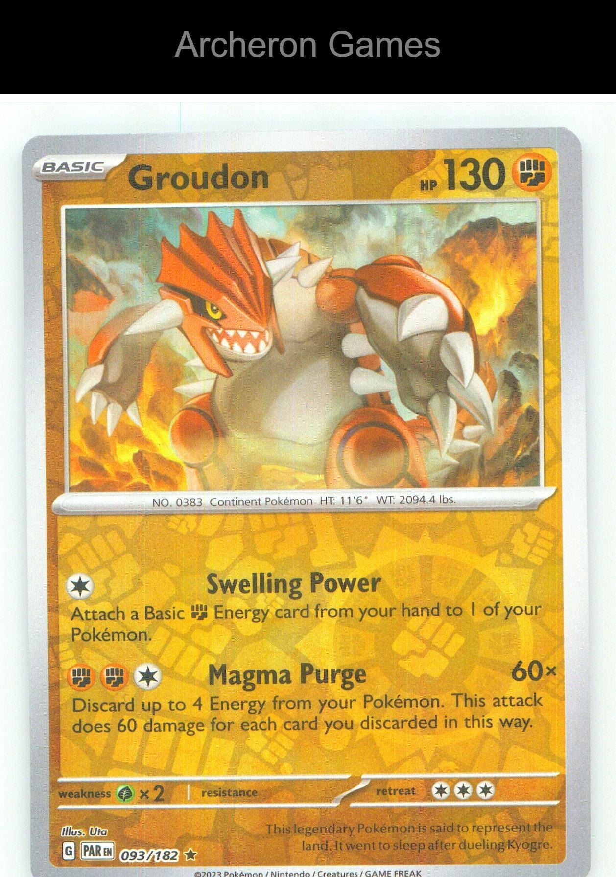 Pokemon Card Groudon PAR 093/182 R Paradox Rift Reverse Holo
