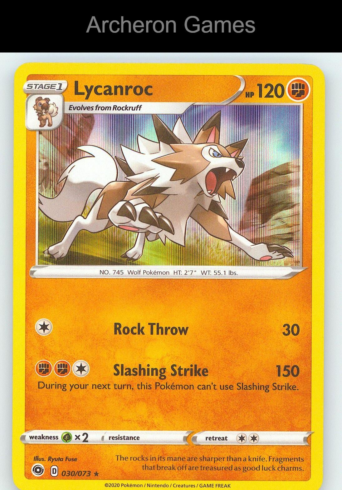 Pokemon Card Lycanroc CPA 030/073 Line Holo R Champion's Path