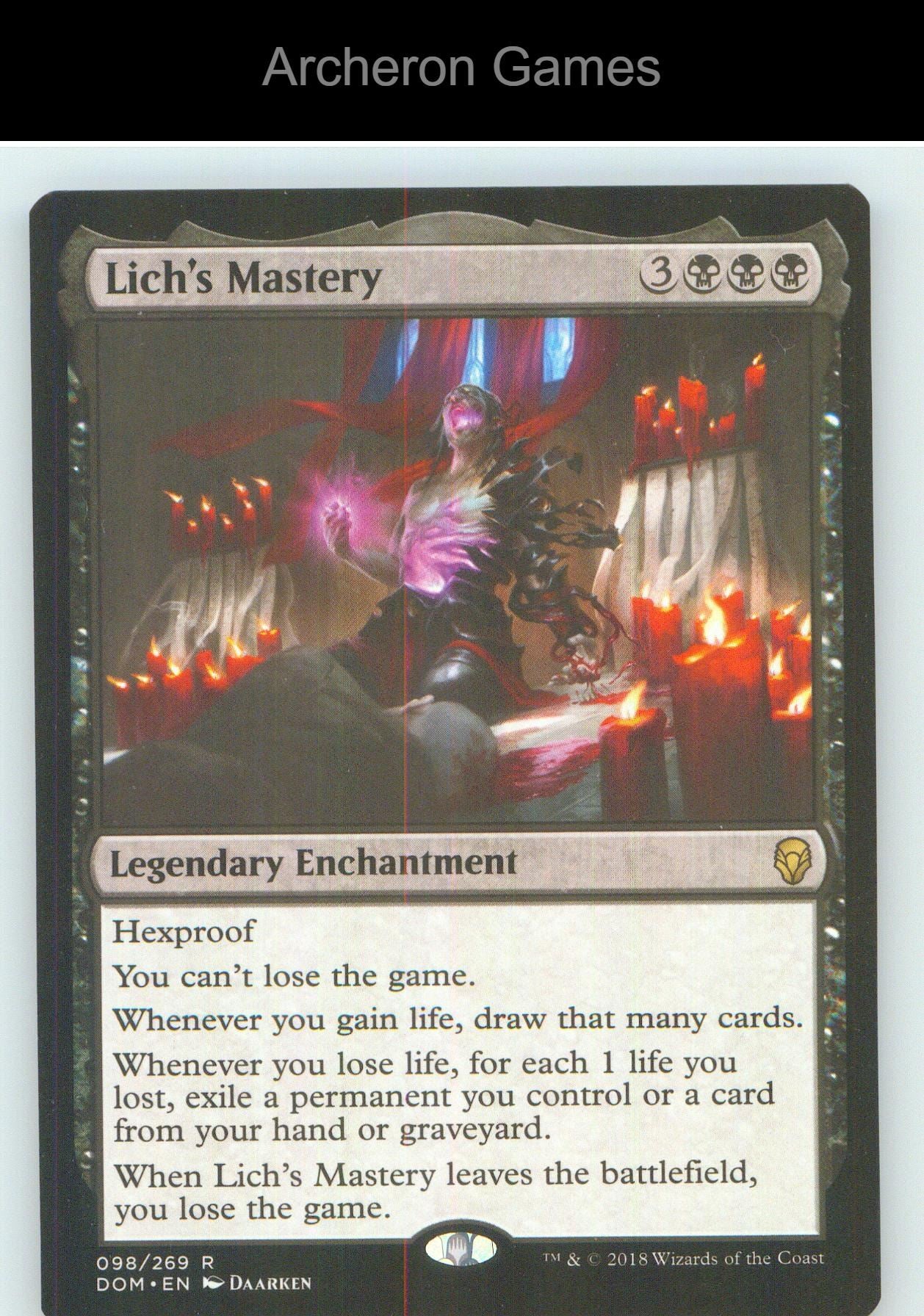 Lich's Mastery DOM 98 R MTG Card NM/EX+