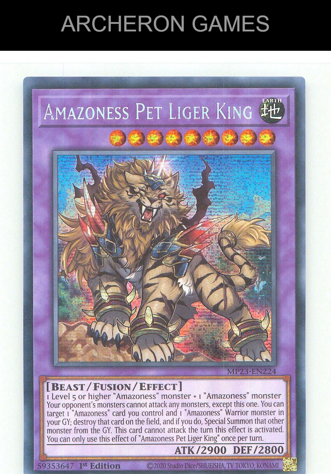 Amazoness Pet Liger King Prismatic Secret Rare YUGIOH Card 1st Edition