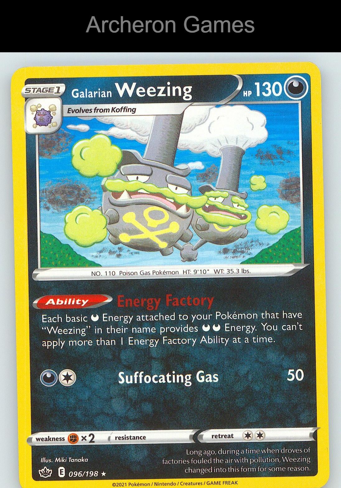 Pokemon Card Galarian Weezing CRE 096/198 R Chilling Reign