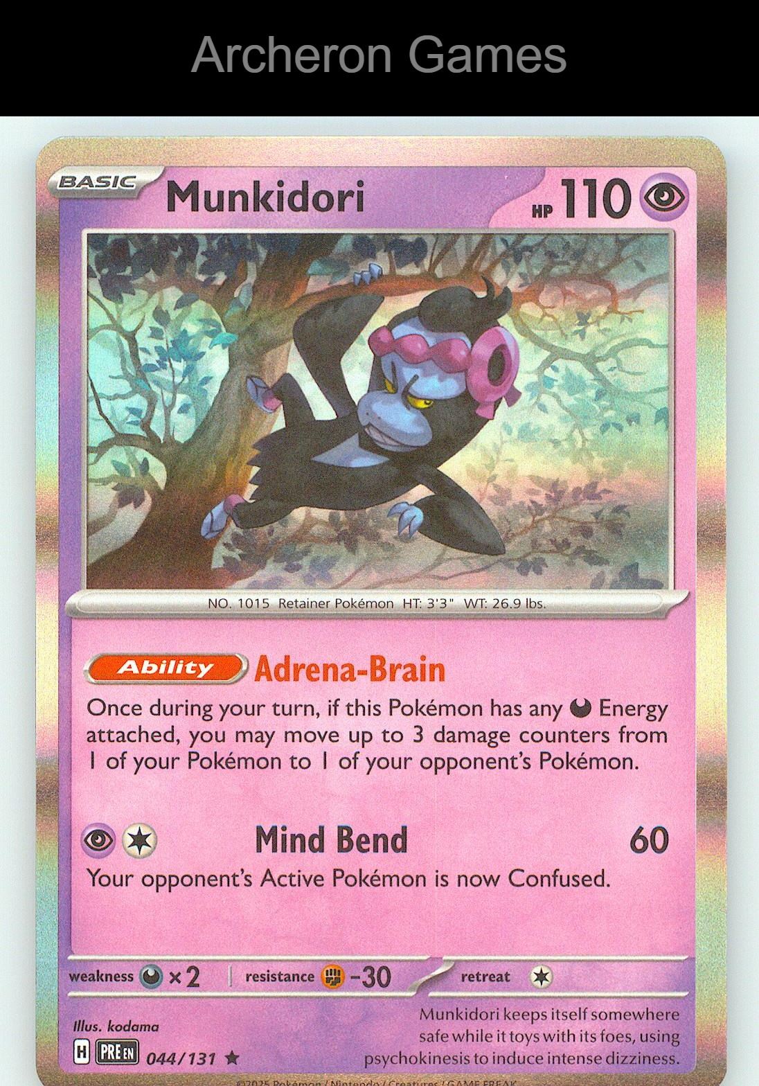 Pokemon Card Munkidori PRE 044/131 HOLO R Prismatic Evolutions