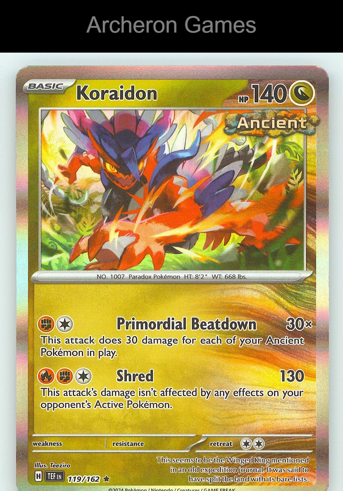 Pokemon Card Koraidon TEF 119/162 R Temporal Forces Holo