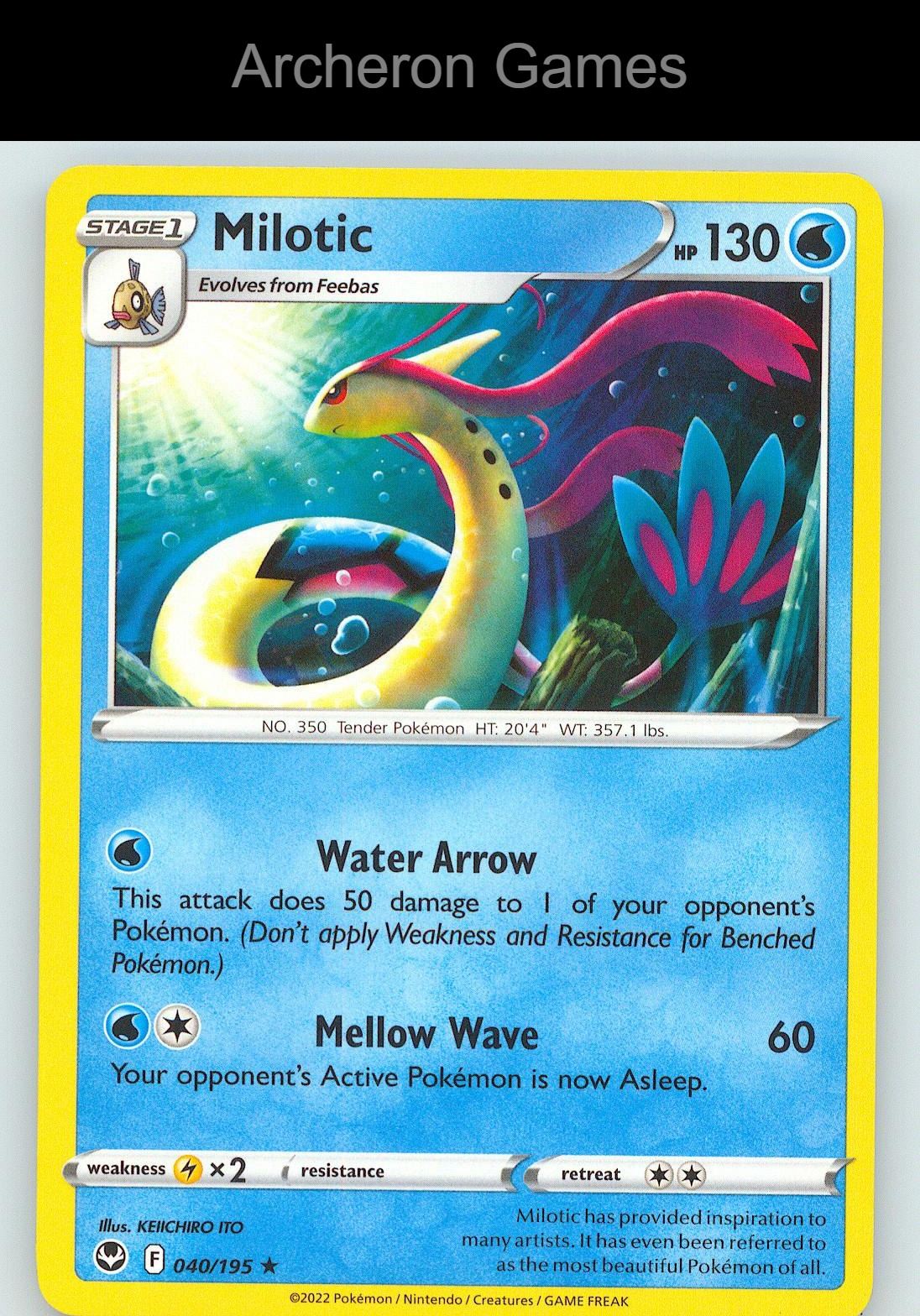 Pokemon Card Milotic SIT 040/195 R Silver Tempest