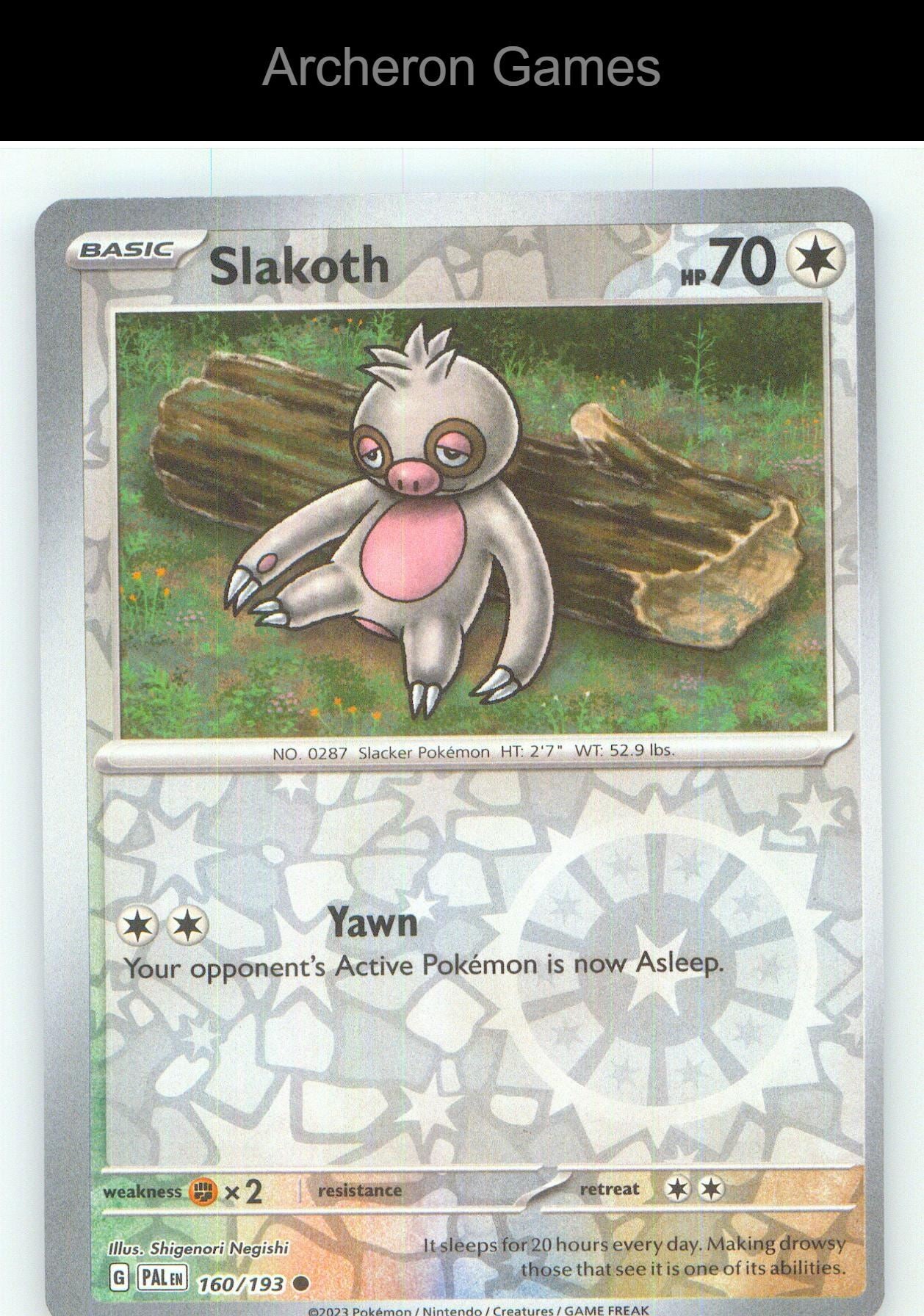 Pokemon Card Slakoth PAL 160/193 C Paldea Evolved Reverse Holo