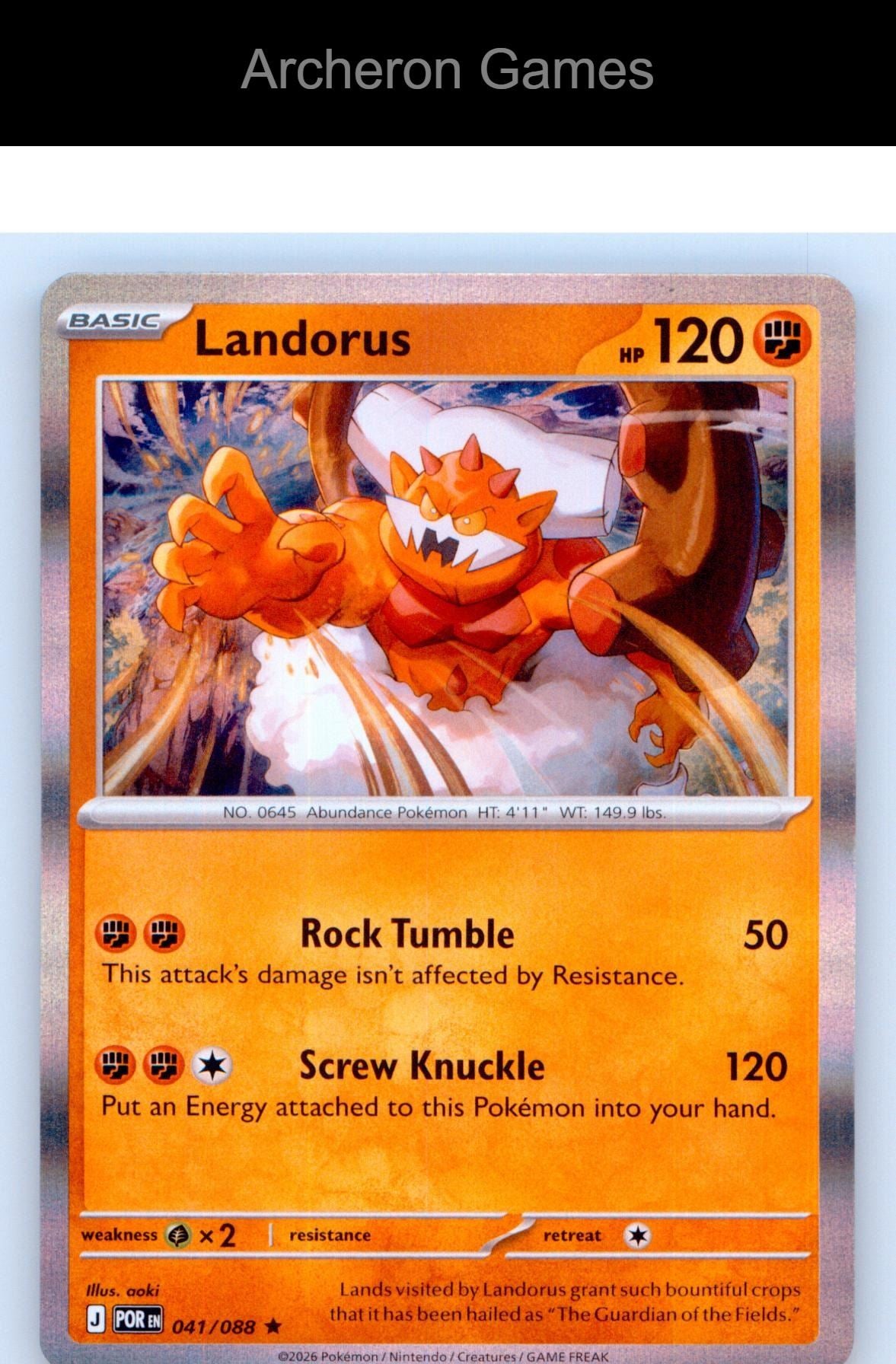 Pokemon Card Landorus ME03 041/088 R Perfect Order Holo