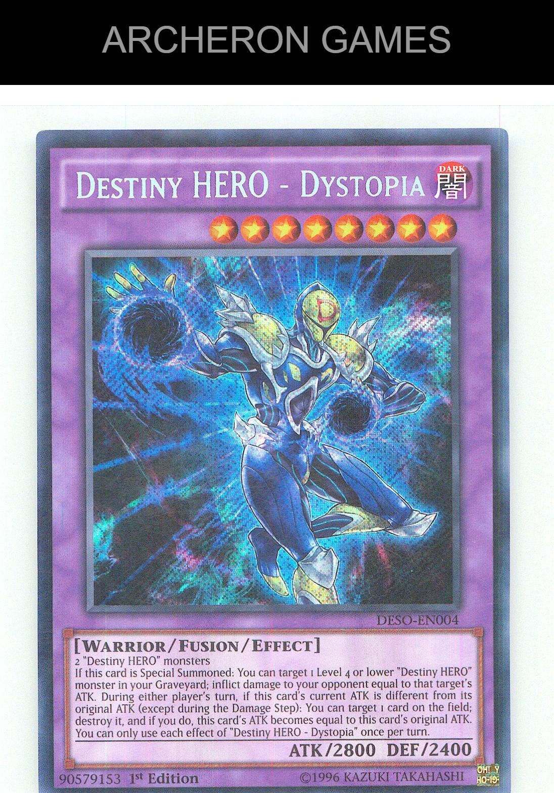 Destiny HERO - Dystopia SEC YUGIOH Card 1st Edition